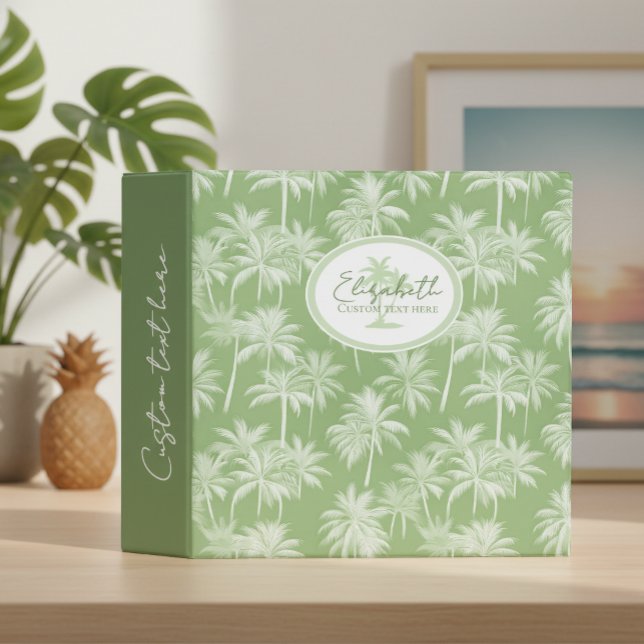 Hawaiian Palm Tree Silhouette Pattern Green ID1093 Binder (Creator Uploaded)