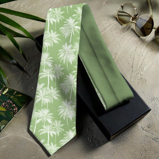Hawaiian Palm Tree Silhouette Pattern Green ID1093 Tie