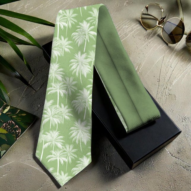 Hawaiian Palm Tree Silhouette Pattern Green ID1093 Tie (Creator Uploaded)