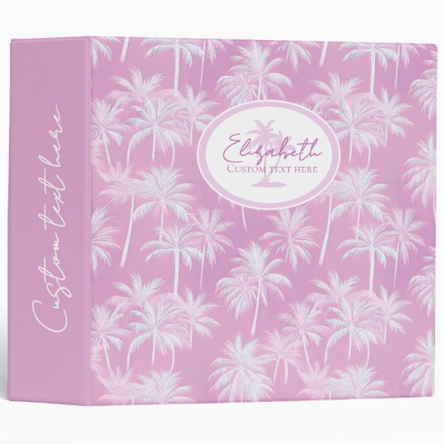 Hawaiian Palm Tree Silhouette Pattern Plum ID1093 Binder (Front/Spine)
