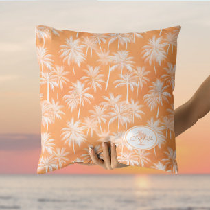 Hawaiian Palm Tree Silhouette Pattern Tacao ID1093 Throw Pillow