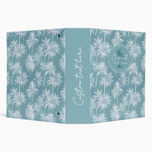 Hawaiian Palm Tree Silhouette Pattern Teal ID1093 Binder