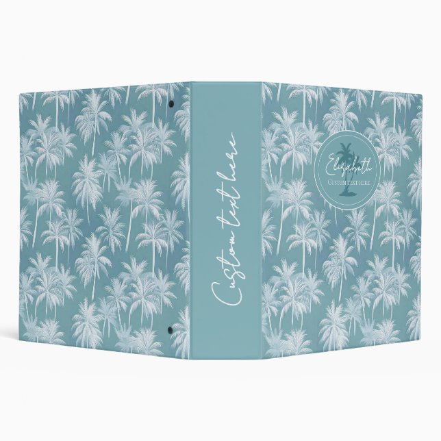 Hawaiian Palm Tree Silhouette Pattern Teal ID1093 Binder (Background)