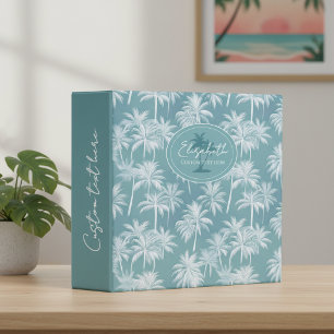 Hawaiian Palm Tree Silhouette Pattern Teal ID1093 Binder