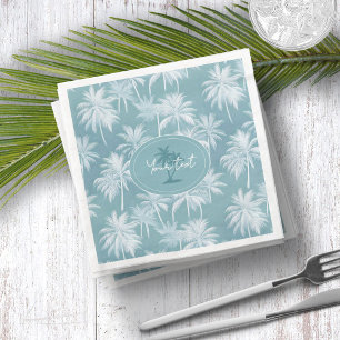 Hawaiian Palm Tree Silhouette Pattern Teal ID1093 Napkin