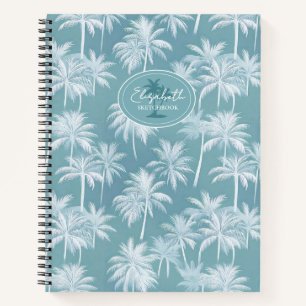 Hawaiian Palm Tree Silhouette Pattern Teal ID1093 Notebook