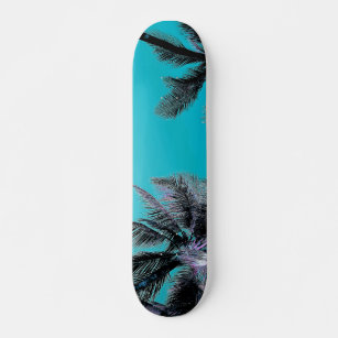 Hawaiian palm tree skateboard, blue skateboard