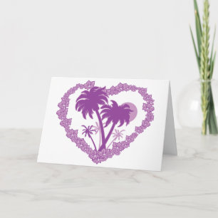 Hawaiian Palm Tree Valentine Heart Holiday Card