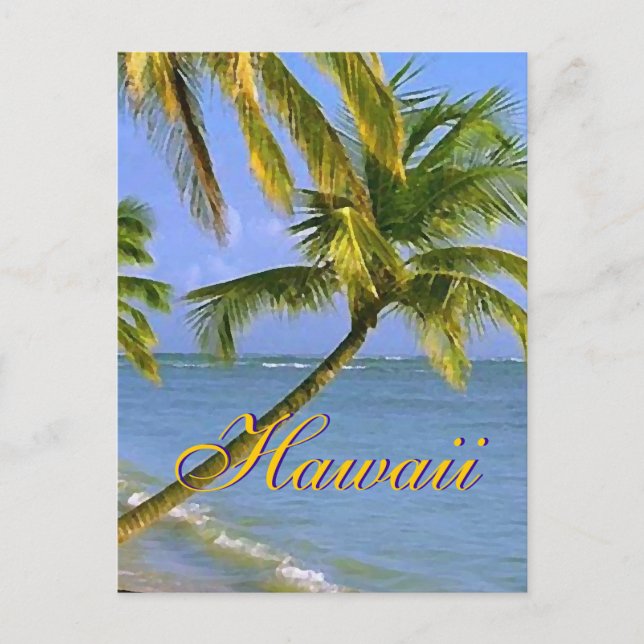 Hawaiian Palm Trees Script Postcards (Front)