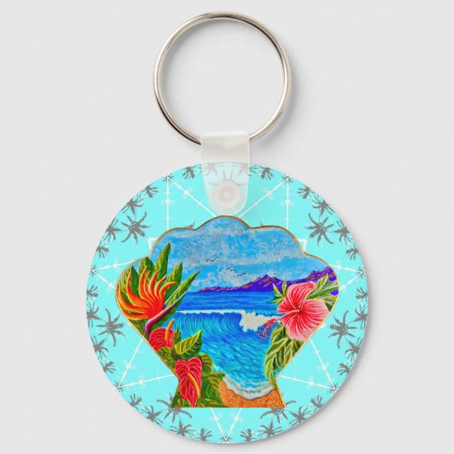 Hawaiian Paradise (Blue) Keychain (Front)