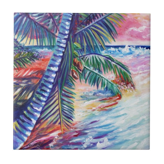 Hawaiian Paradise Coconut Palm Kauai Tile (Front)