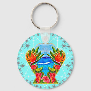 Hawaiian Paradise Twice (Blue) Keychain