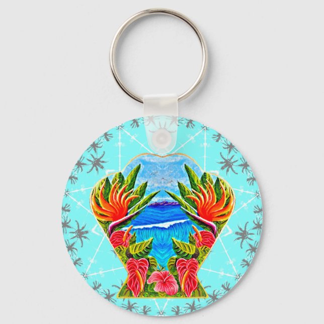 Hawaiian Paradise Twice (Blue) Keychain (Front)