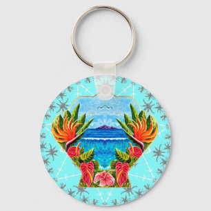 Hawaiian Paradise Twice (Blue) Keychain