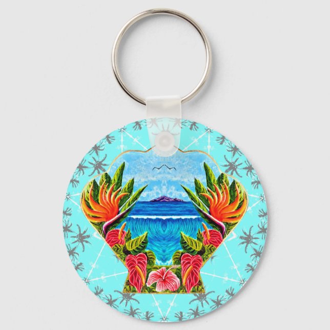 Hawaiian Paradise Twice (Blue) Keychain (Front)