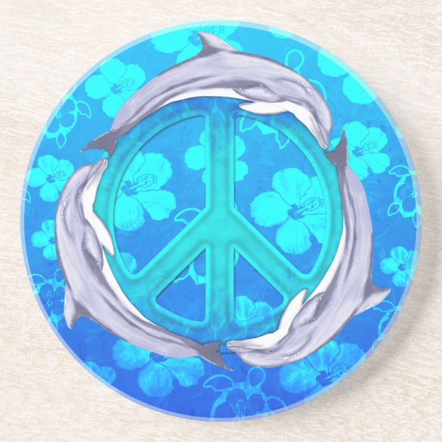 Hawaiian Peace Dolphins Coaster (Front)