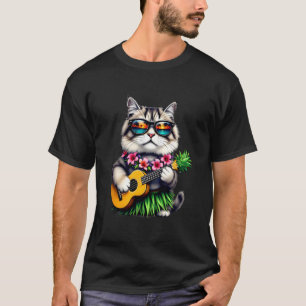 Hawaiian Persian Cat & Pineapple Ukulele Summer Va T-Shirt