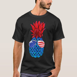 Hawaiian Pineapple American Flag  Sunglasses 4th O T-Shirt