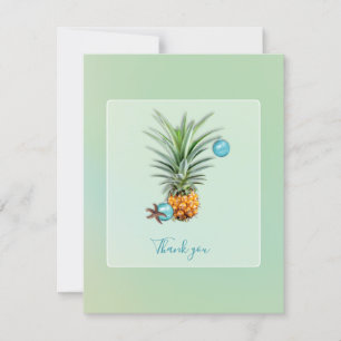 Hawaiian Pineapple Christmas Thank You Flat Note Holiday Card