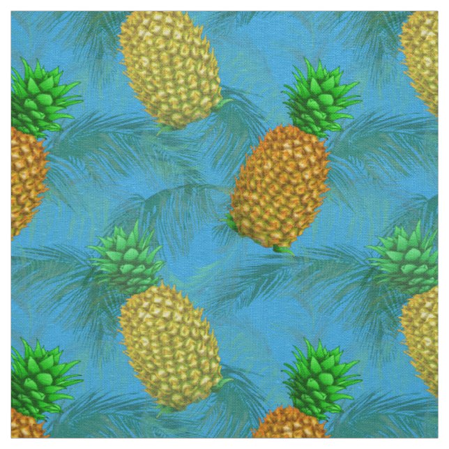 Hawaiian Pineapple Navy Blue Fabric (Swatch)