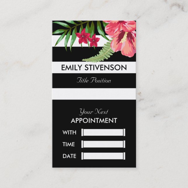Hawaiian Pink Flower Appointment Card (Front)