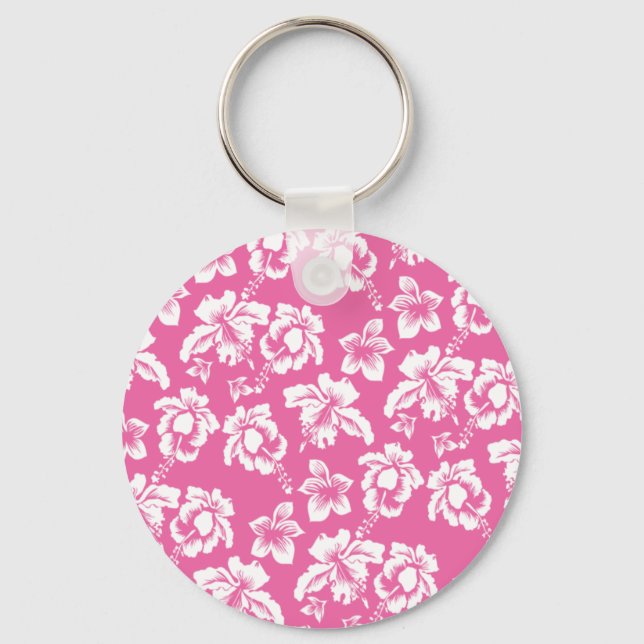 Hawaiian Pink Flower Keychain (Front)