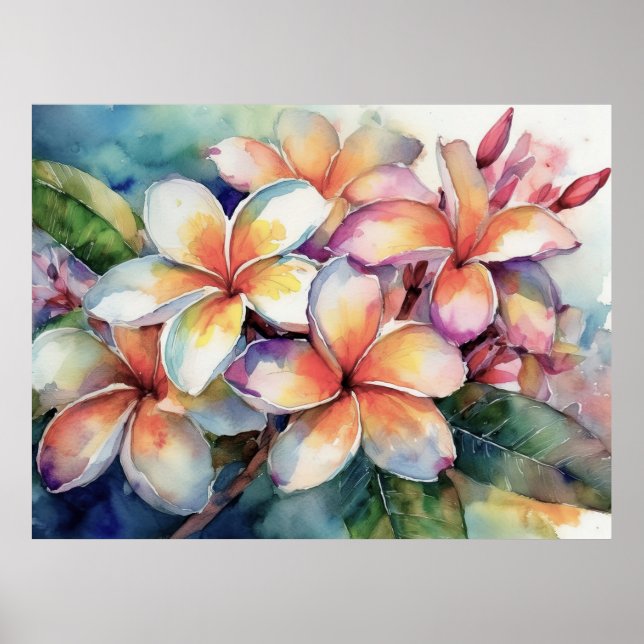 Hawaiian Pink Plumeria Tree Poster (Front)