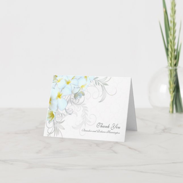Hawaiian Plumeria Custom Wedding Thank You Cards (Front)