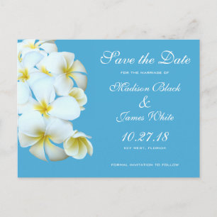 Hawaiian Plumeria Flowers Save the Date Postcards