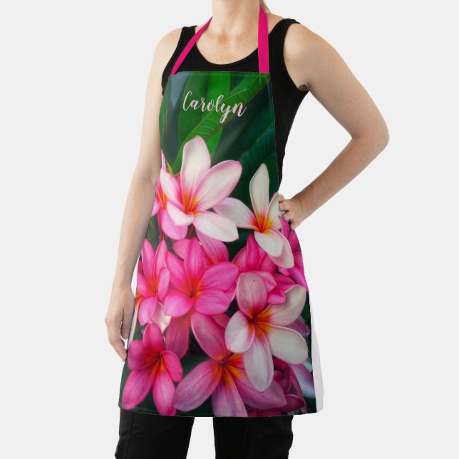Hawaiian Plumeria Frangipani Flowers Garden Apron (Insitu)