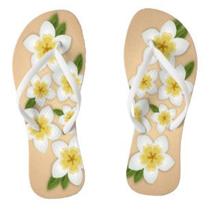 Hawaiian Plumeria Frangipani Tropical Flowers Flip Flops