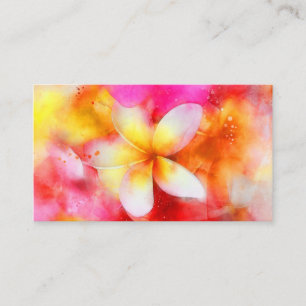 Hawaiian Plumeria in Neon Pink, Yellow, and White Business Card
