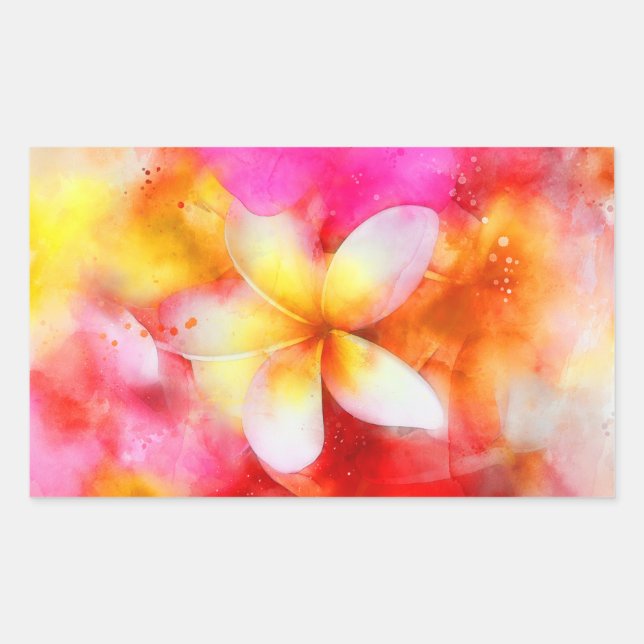 Hawaiian Plumeria in Neon Pink, Yellow, and White Sticker (Front)
