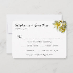 Hawaiian Plumeria White Wedding Reply With Menu