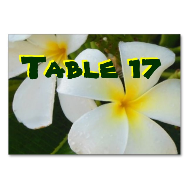 Hawaiian Plumerias Table Number (Front)