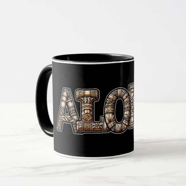 Hawaiian Polynesian Aloha Bamboo Look Mug (Front Left)