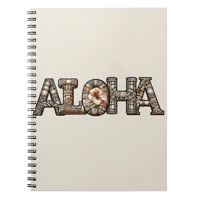 Hawaiian Polynesian Aloha Bamboo Look Notebook (Front)