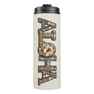 Hawaiian Polynesian Aloha Bamboo Look Thermal Tumbler