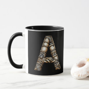 Hawaiian Polynesian Aloha Letter A Custom Initial Mug