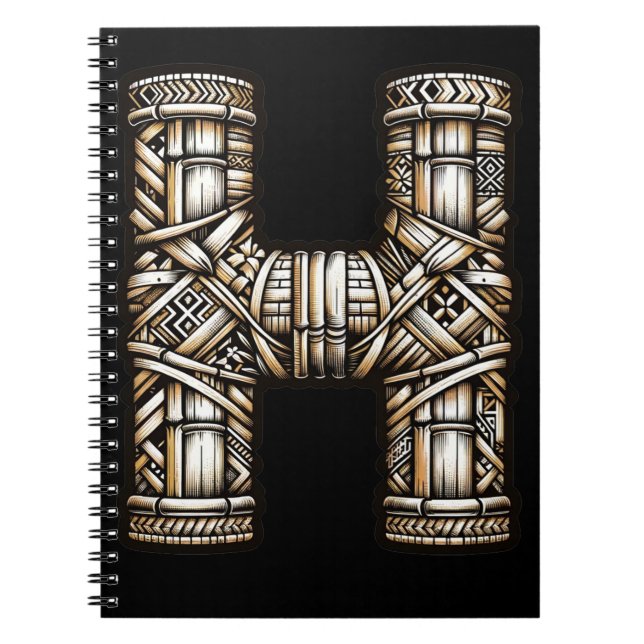 Hawaiian Polynesian Aloha Letter H Custom Initial  Notebook (Front)