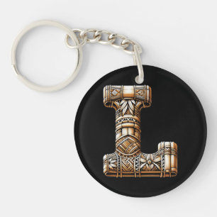Hawaiian Polynesian Aloha Letter L Custom Initial  Keychain