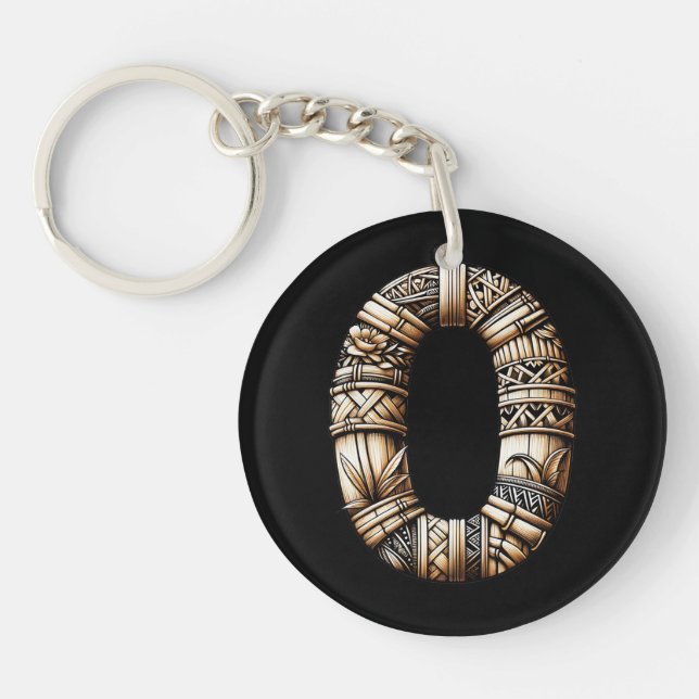 Hawaiian Polynesian Aloha Letter O Custom Initial  Keychain (Front)