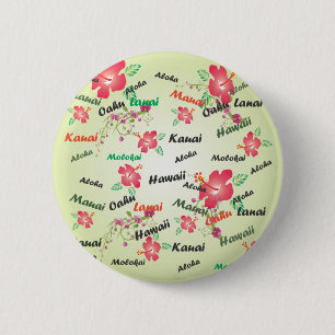 Hawaiian Print 2 Inch Round Button
