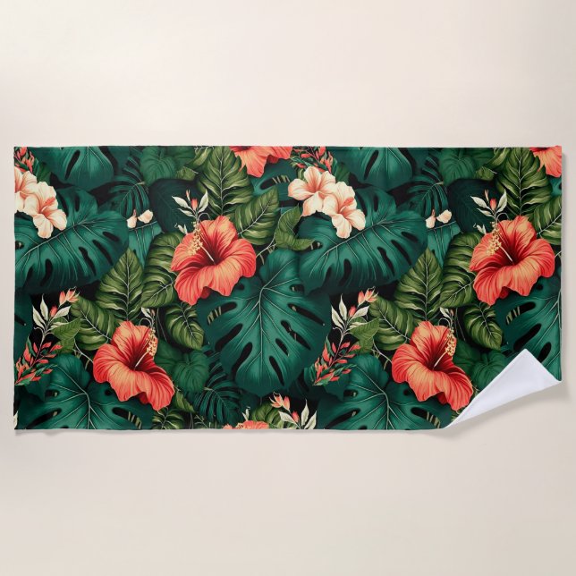 Hawaiian Print Beach Towel (Front)