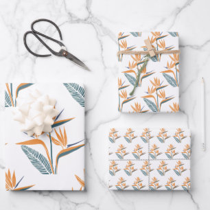 Hawaiian Print Bird of Paradise flower Wrapping Paper Sheet