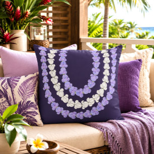 Hawaiian Print crown flower lei Throw Pillow