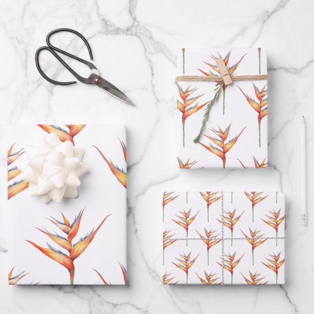 Hawaiian Print heliconia flower 2 Wrapping Paper Sheet (Front)