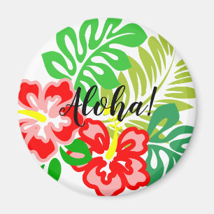Hawaiian Print Hibiscus Flower Magnet
