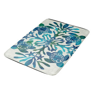 Hawaiian print Honu sea turtle quilt Bath Mat