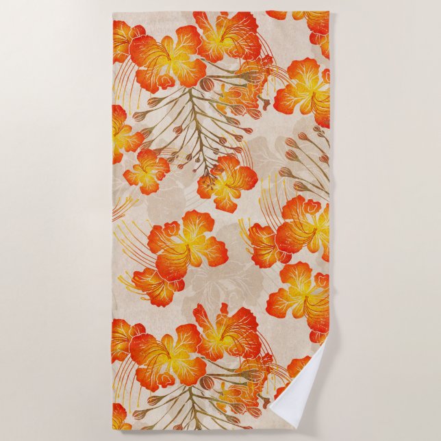 Hawaiian print Ohai Alii v2 pattern Beach Towel (Front)